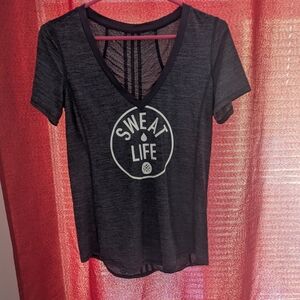 lululemon athletica Blue V-Neck Tee with Graphic